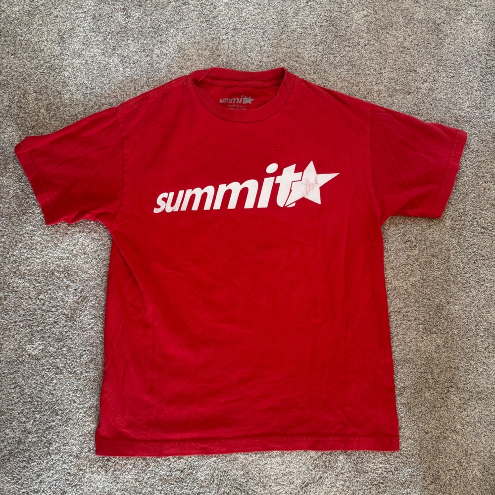 Y2K Summit Graphic T-Shirt Red White Star Logo Made in USA Mens Size Medium